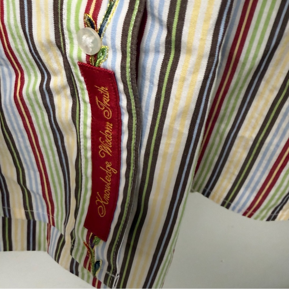 Robert Graham Vertical Stripe Embroidered Multicolor Button Down Shirt Size 3XL - Picture 5 of 7